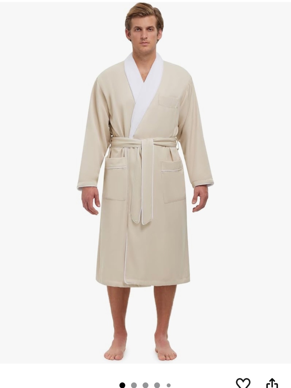 Monarch Unisex Classic Shawl Collar Bath Robe in Ecru